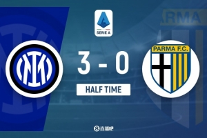 半场-国际米兰3-0帕尔马 苏契奇、图拉姆破门 恰尔汉奥卢点射